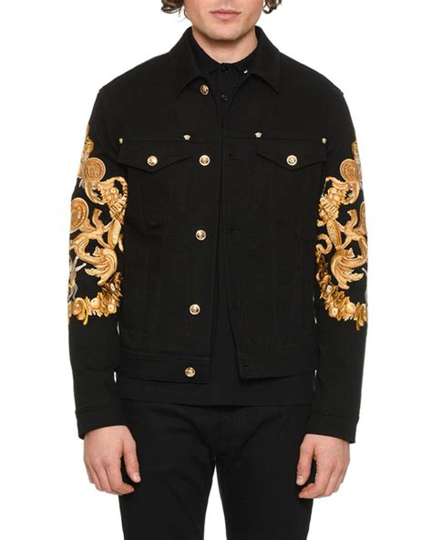 versace x versace jeans jackets|Versace black denim jacket.